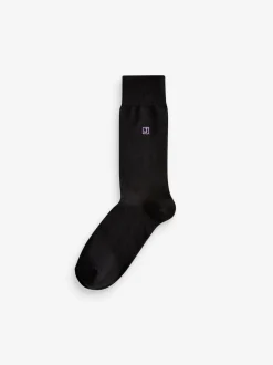 Initiales Noir - Chaussettes brodées Lasting Fresh 10 Lot