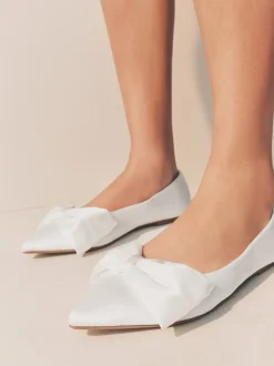 ivoire - Forever Comfort® Mariage Point Toe Nœud Mariage Ballet Chaussures
