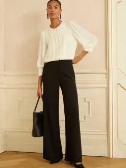 ivoire - Love & Roses Chemisier à manches festonnées 3/4