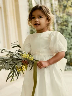 ivoire - Peignoir Flower Girls en taffetas Noeud (3mois-8ans)