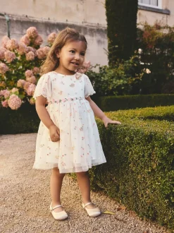 ivoire - Robe en maille brodée (3mths-8yrs)