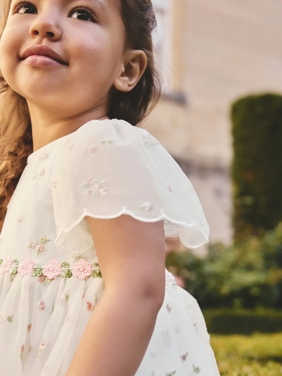 ivoire - Robe en maille brodée (3mths-8yrs)