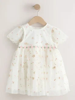 ivoire - Robe en maille brodée (3mths-8yrs)