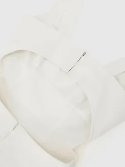 ivoire - Robe mi-longue Reiss Dina en sergé à découpe à la taille