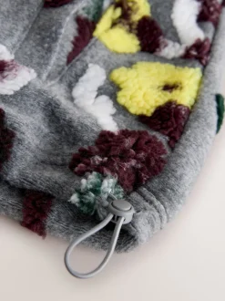 Jacquard gris fleuri - Sweat-shirt polaire à col zippé Borg fleuri