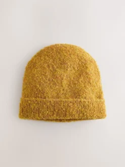 Jaune - Bonnet en maille bouclée