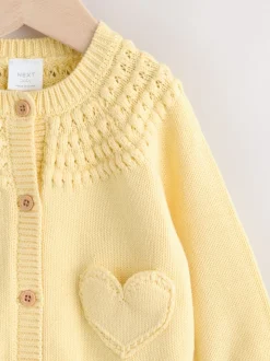 Jaune - Cardigan boutonné avec poche cœur bébé (0mois-2ans)