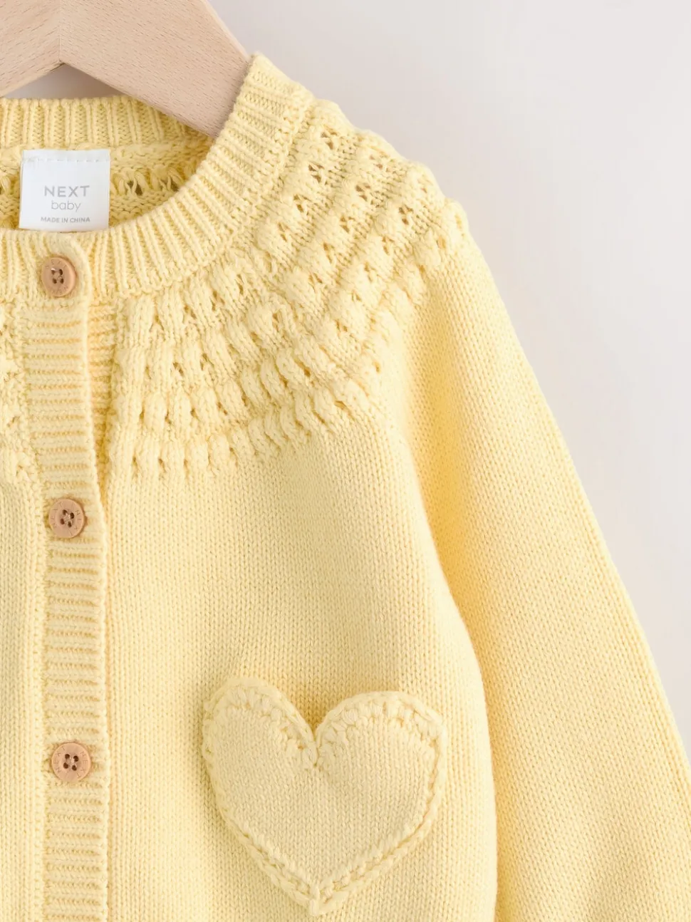 Jaune - Cardigan boutonné avec poche cœur bébé (0mois-2ans)