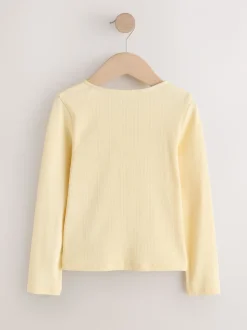 Jaune - Cardigan côtelé à manches longues (3-16ans)