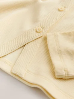 Jaune - Cardigan côtelé à manches longues (3-16ans)