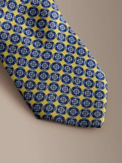 Jaune - Cravate géométrique en soie Signature italienne