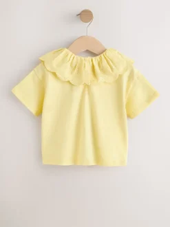 Jaune - Haut à manches courtes avec col brodé (3mois7ans)