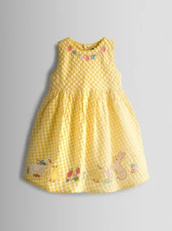Jaune - JoJo Maman Bébé Appliqué Gingham Sleeveless Dress
