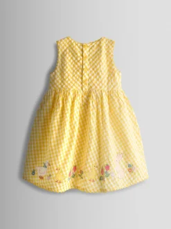 Jaune - JoJo Maman Bébé Appliqué Gingham Sleeveless Dress