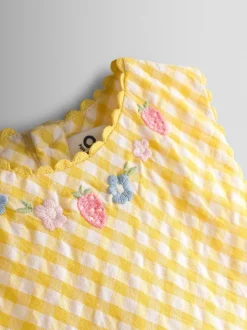 Jaune - JoJo Maman Bébé Appliqué Gingham Sleeveless Dress