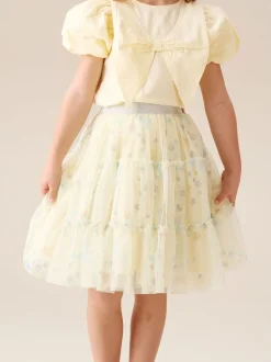 Jaune - Jupe Angel & Rocket Mae en maille à imprimé fleuri