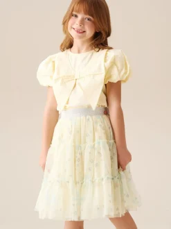 Jaune - Jupe Angel & Rocket Mae en maille à imprimé fleuri