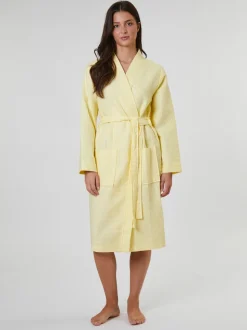 Jaune - Peignoir gaufré Loungeable 100% coton