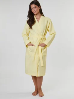 Jaune - Peignoir gaufré Loungeable 100% coton