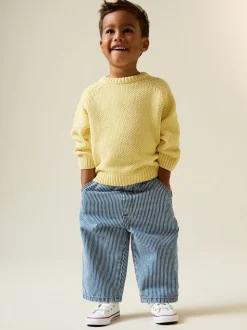 Jaune - Pull Col rond en maille chenille (3mois-7ans)