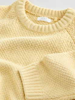 Jaune - Pull Col rond en maille chenille (3mois-7ans)