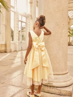 Jaune - Robe à nœud Flower Fille (3-12ans)
