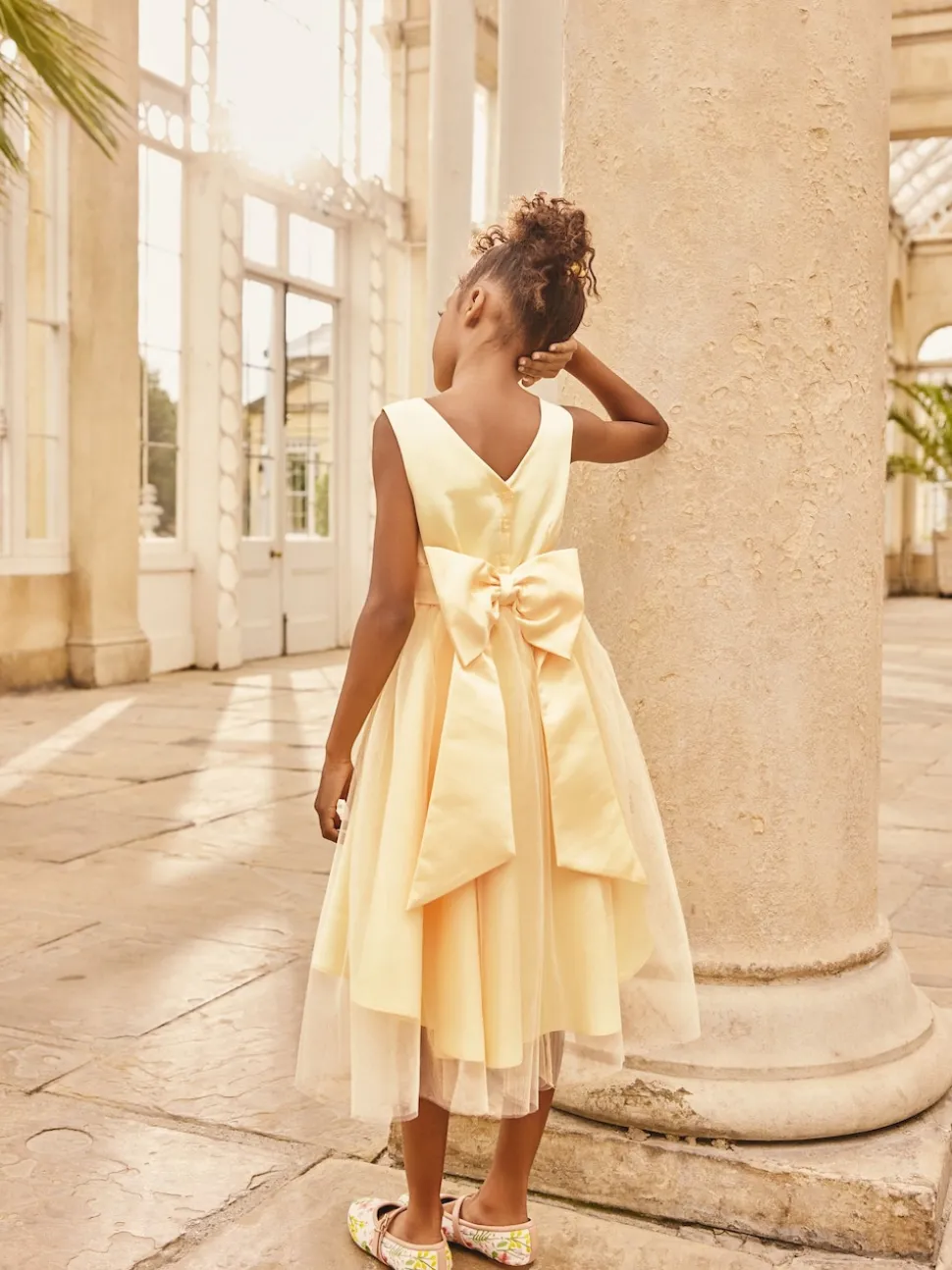 Jaune - Robe à nœud Flower Fille (3-12ans)