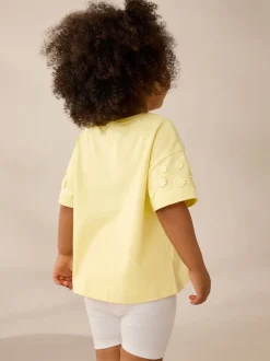Jaune - T-shirt 100% coton Daisy à manches courtes (3mois-7ans)