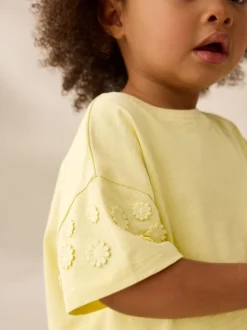 Jaune - T-shirt 100% coton Daisy à manches courtes (3mois-7ans)