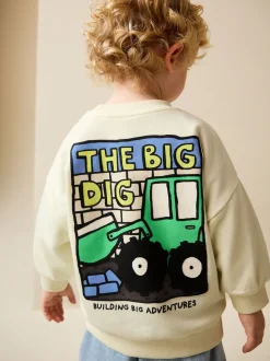 Jaune Buttermilk Digger - Sweat-shirt en jersey à col rond imprimé au dos (3mois7ans)