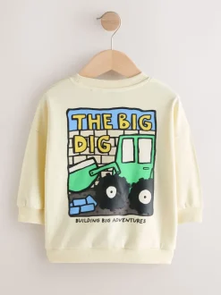 Jaune Buttermilk Digger - Sweat-shirt en jersey à col rond imprimé au dos (3mois7ans)