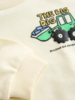 Jaune Buttermilk Digger - Sweat-shirt en jersey à col rond imprimé au dos (3mois7ans)