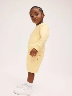 Jaune clair - Ensemble Sweat-shirt et Shorts uni à Col rond (3mois -7ans)