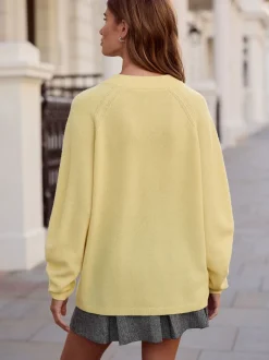 Jaune clair - Pull N.Premium 100% laine mérinos à col en V