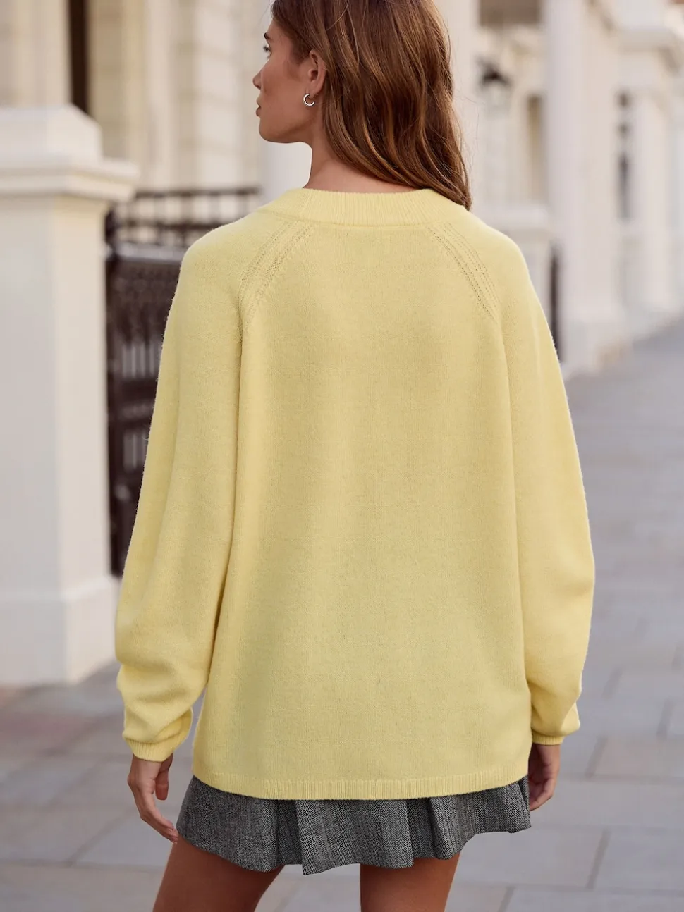 Jaune clair - Pull N.Premium 100% laine mérinos à col en V