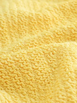 Jaune Effet froissé - Maillot de bain à encolure dégagée avec contrôle du ventre à larges bretelles