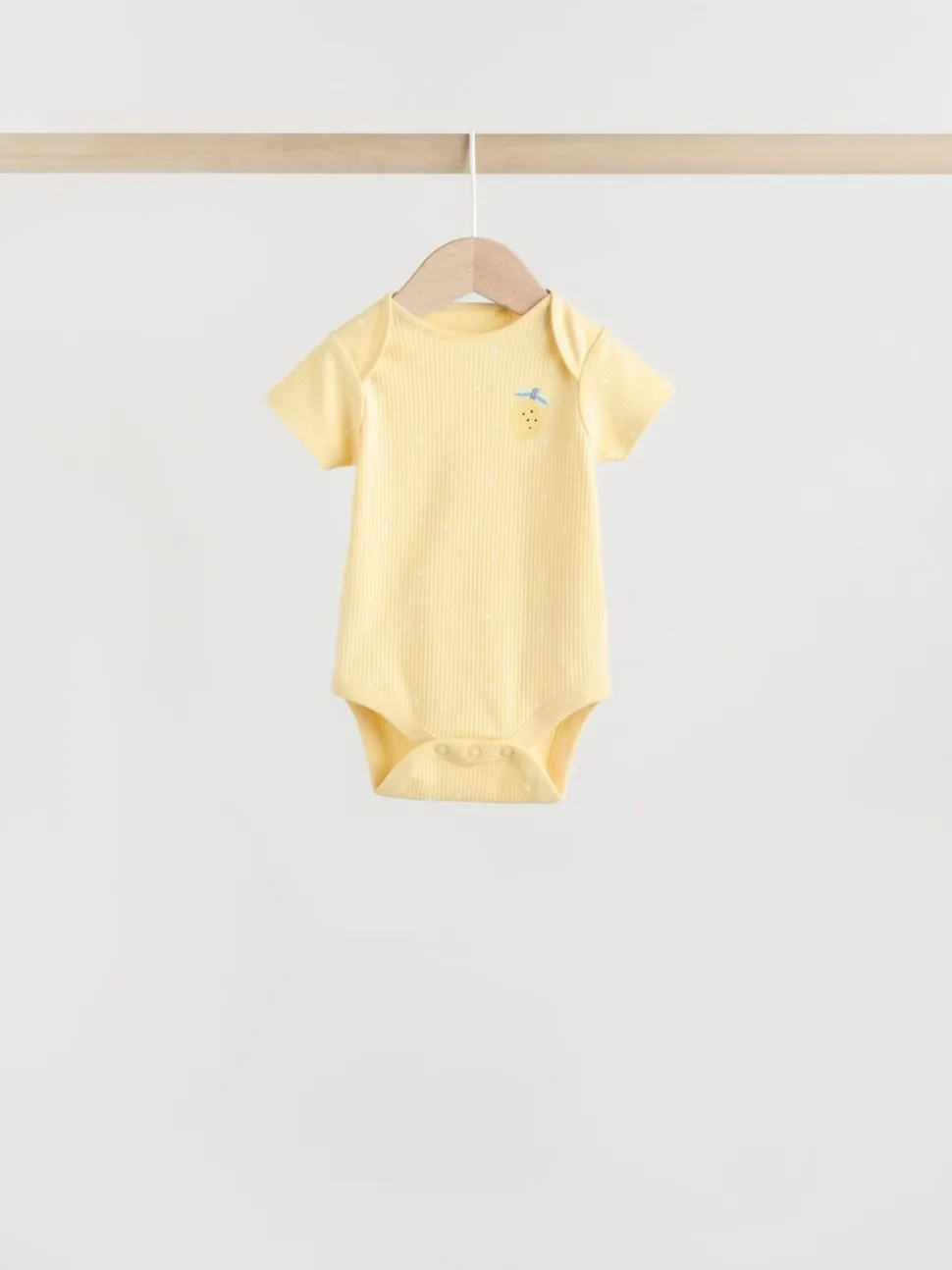 Jaune motif citrons - Lot de 5 bodies bébé à manches courtes