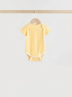 Jaune motif citrons - Lot de 5 bodies bébé à manches courtes
