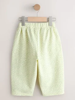 Jaune motif citrons - Pantalons avec ornements style tonneau (3mois-7ans)