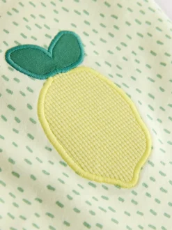 Jaune motif citrons - Pantalons avec ornements style tonneau (3mois-7ans)