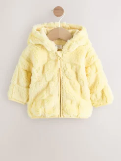 Jaune motif lapin - Veste zippée à capuche en polaire bébé (0mois-2ans)