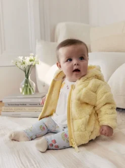 Jaune motif lapin - Veste zippée à capuche en polaire bébé (0mois-2ans)