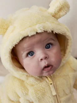 Jaune motif lapin - Veste zippée à capuche en polaire bébé (0mois-2ans)