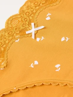 Jaune moutarde - Culotte FatFace haute fleurie