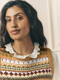 Jaune moutarde - Débardeur Laura Ashley Fairisle en maille