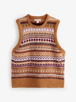 Jaune moutarde - Débardeur Laura Ashley Fairisle en maille