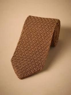 jaune ocre - Cravate Signature en soie texturée