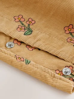 jaune ocre - Ensemble salopettes et T-shirt en velours côtelé fleuri (3mois-7ans)