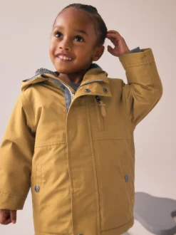 jaune ocre - Parka imperméable doublée de borg (3mois-7ans)