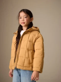 jaune ocre - Shower Resistant Square Quilted Coat (3-16yrs)